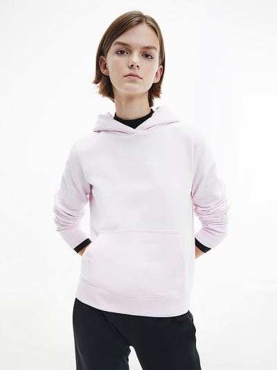 Calvin Klein Ruhák HU733799 | Calvin Klein Organic Cotton Logo Női Kapucnis Pulóver Rózsaszín